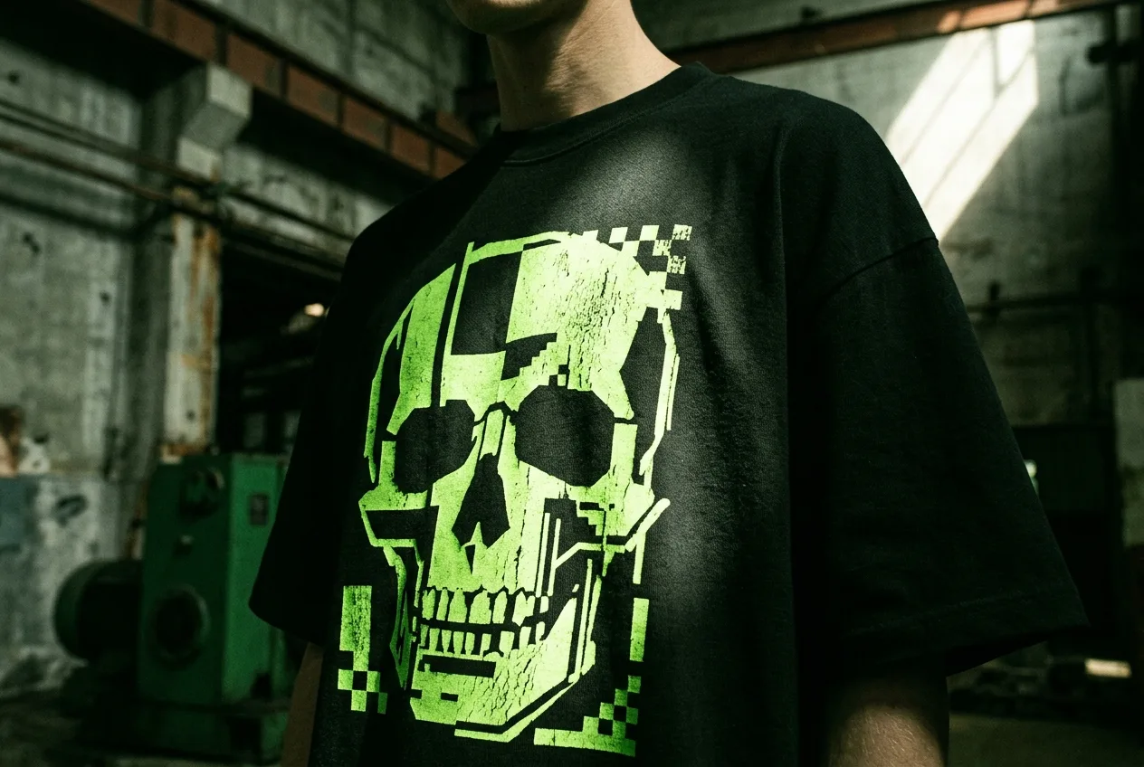 Neon-Skull Textildruck